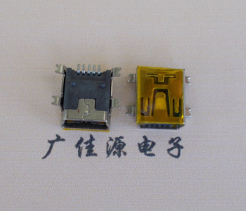 企石镇MINI USB 5P 接口 母座 全贴带麦拉 高9.6带0.9柱子