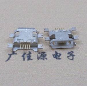 企石镇MICRO USB5pin接口 四脚贴片沉板母座 翻边白胶芯