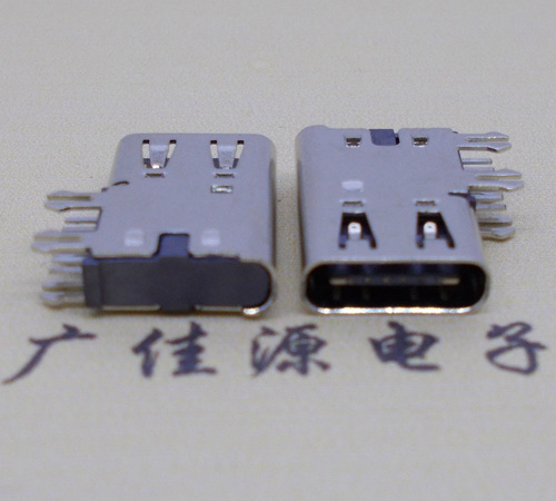 企石镇侧插USB3.1接头座子.90度type-c母座.6p侧插连接器
